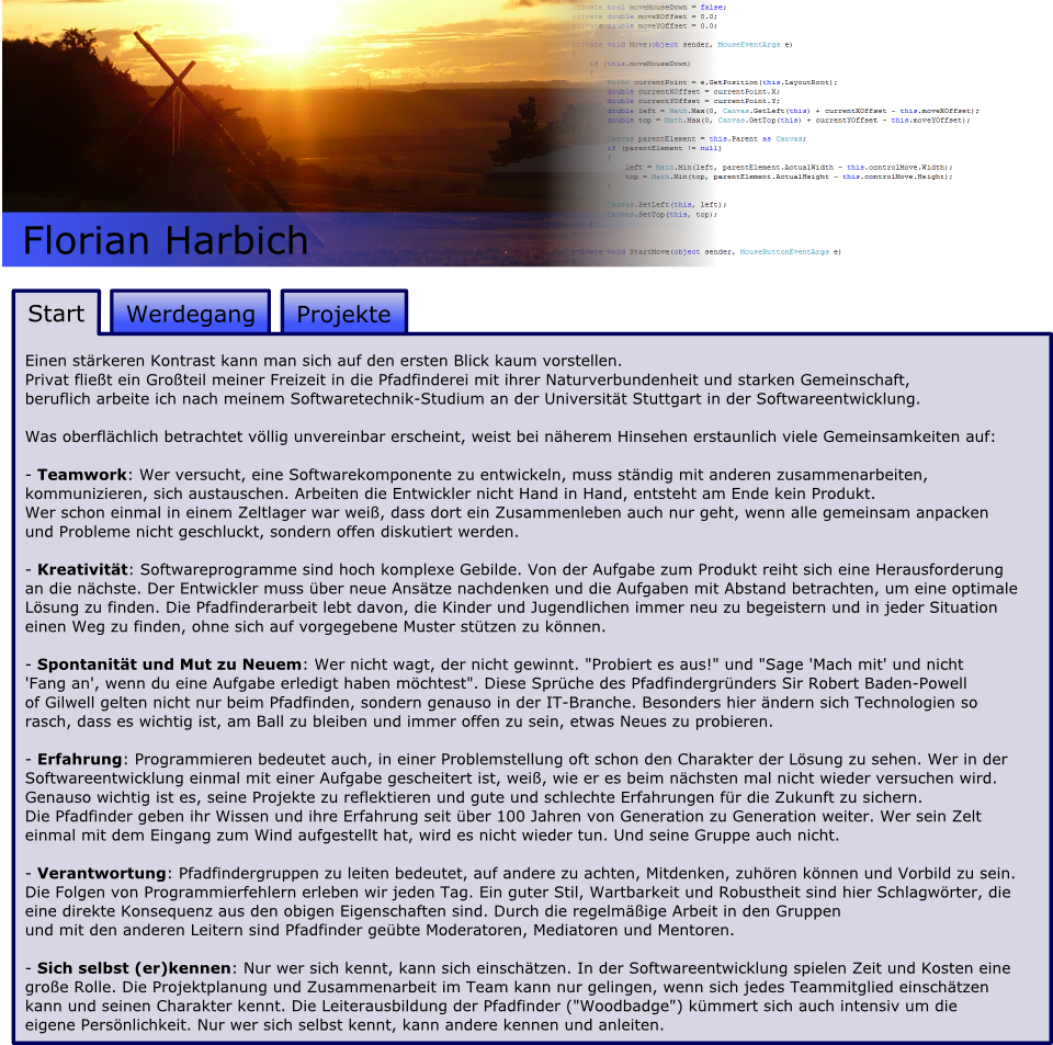 Vorschau neue Homepage Florian Harbich